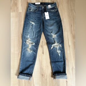 Judy Blue Distressed Boyfriend Fit Jeans